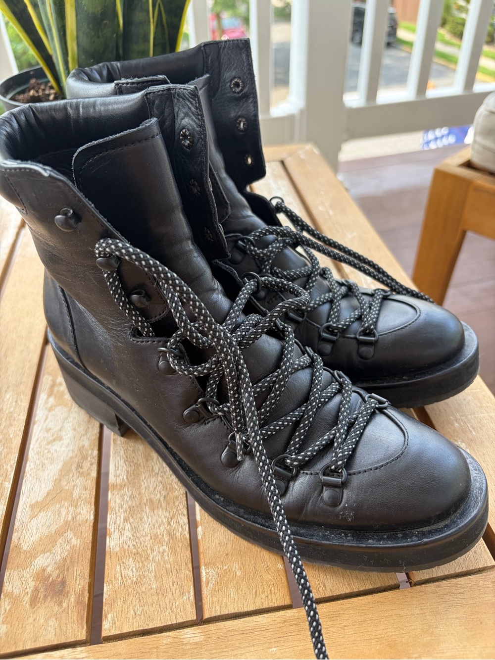 Rupert Sanderson Black Leather Lace-Up Combat Boots EU 36